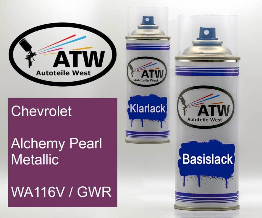 Chevrolet, Alchemy Pearl Metallic, WA116V / GWR: 400ml Sprühdose + 400ml Klarlack - Set, von ATW Autoteile West.